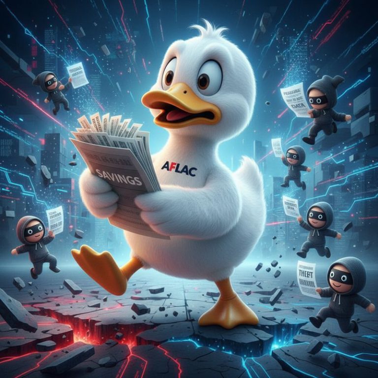Aflac 오리가 개인정보 한 움큼을 빼앗기는 장면