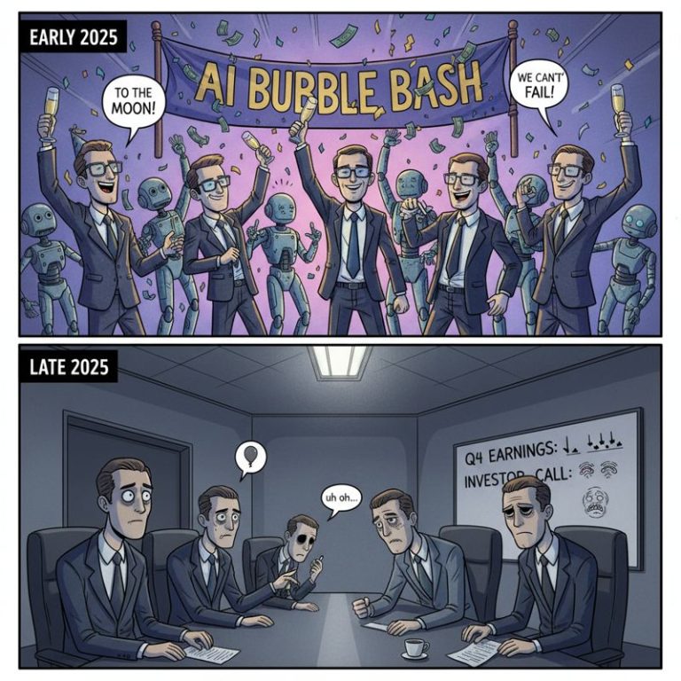 2025년 초엔 축배를 드는 AI 스타트업 CEO들, 연말엔 각자 머리를 감싸쥔 채 회의실에 울적하게 앉아있는 모습