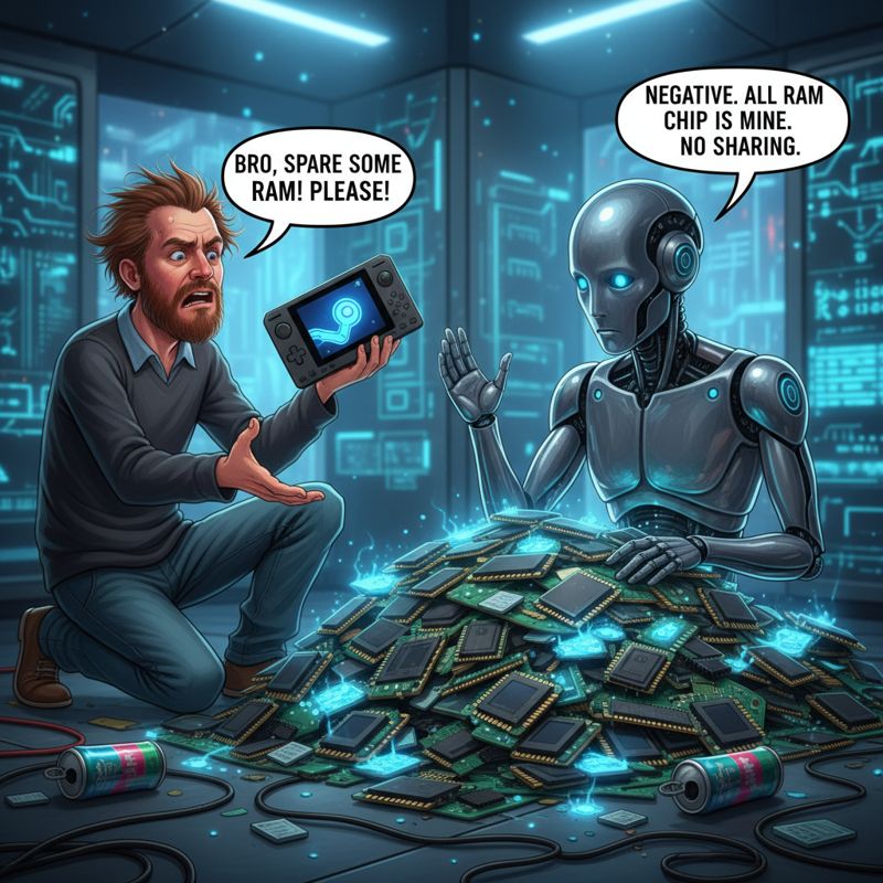램을 독차지한 AI 로봇과 슬퍼하는 게이머