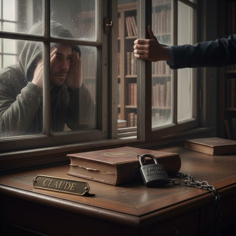 누군가 창문을 통해 책을 훔쳐보고, 다른 사람이 다급히 창문을 닫으려는 모습