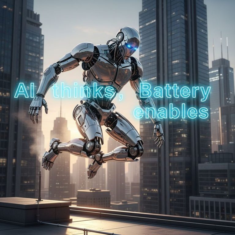 AI 로봇이 배터리가 다 되어 작동을 멈추는 모습