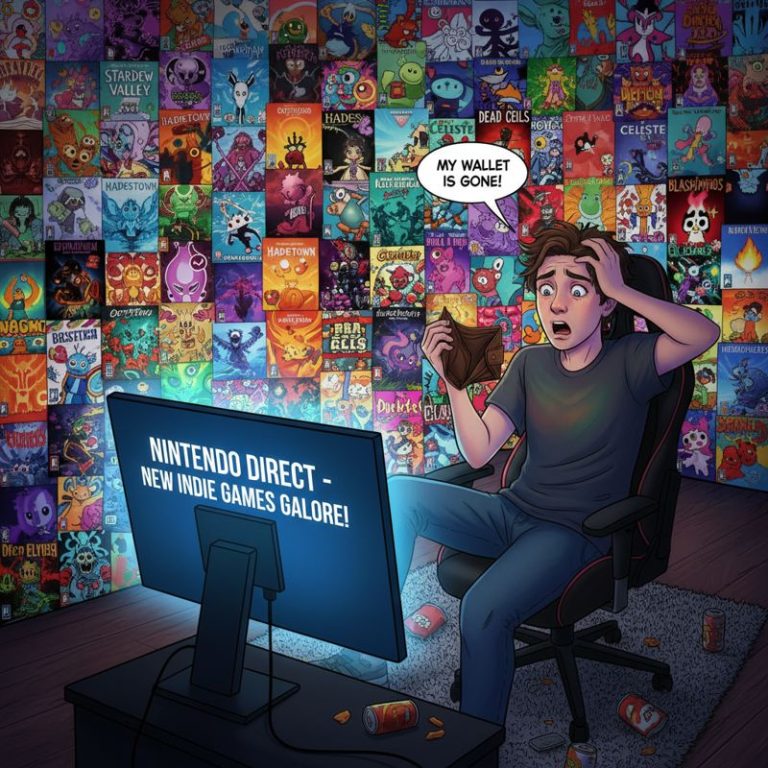 닌텐도 인디 월드 쇼케이스 발표 듣고 지갑 잡고 절규하는 게이머 모습