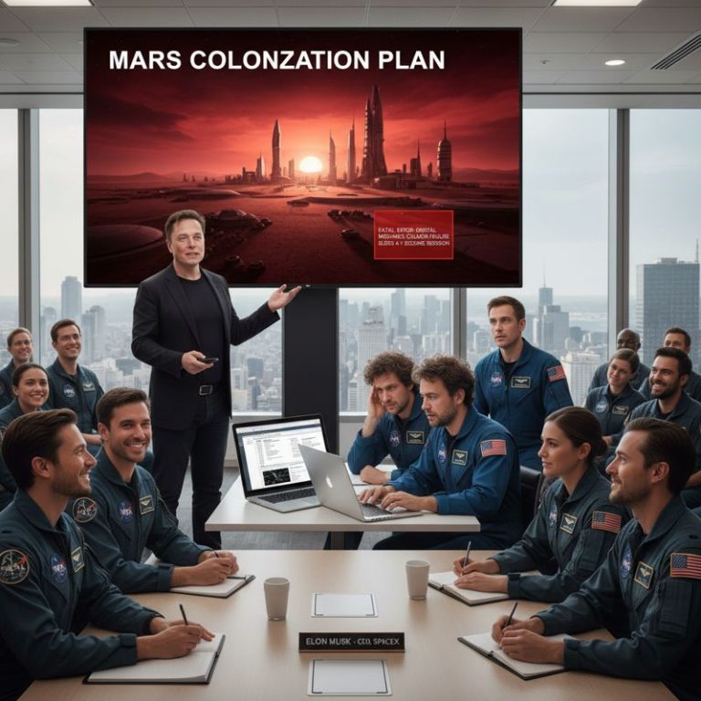 엘론 머스크가 화성 계획을 이야기하고 NASA 팀이 골치 아픈 듯한 모습