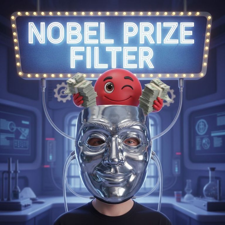 노벨상 소재 필터로 무장한 공기청정기에 감탄하는 소비자, 뒤에 흐뭇한 LG 캐릭터