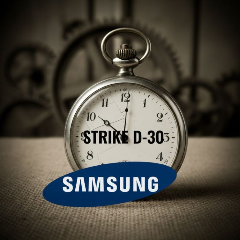 삼성전자 로고와 파업 카운트다운이 적힌 시계, 윤봉길 의사 패러디 밈