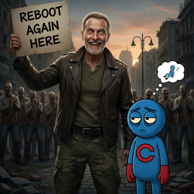 리부트 피켓 든 옛 레지던트 이블 영화 캐릭터와 피곤한 캡콤 캐릭터, 박수치는 좀비들