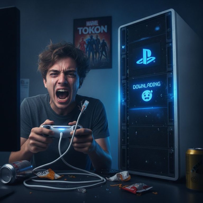 PSN 서버 다운에 분노하는 게이머와 땀 흘리는 플스 서버