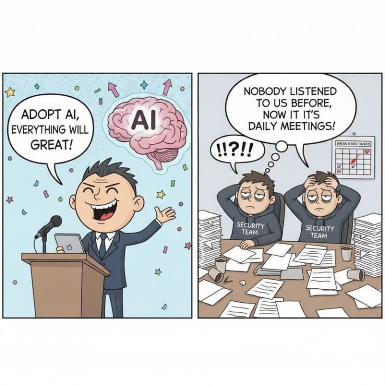 AI 도입에 들떠있는 경영진과 깊은 한숨을 쉬는 보안 담당자