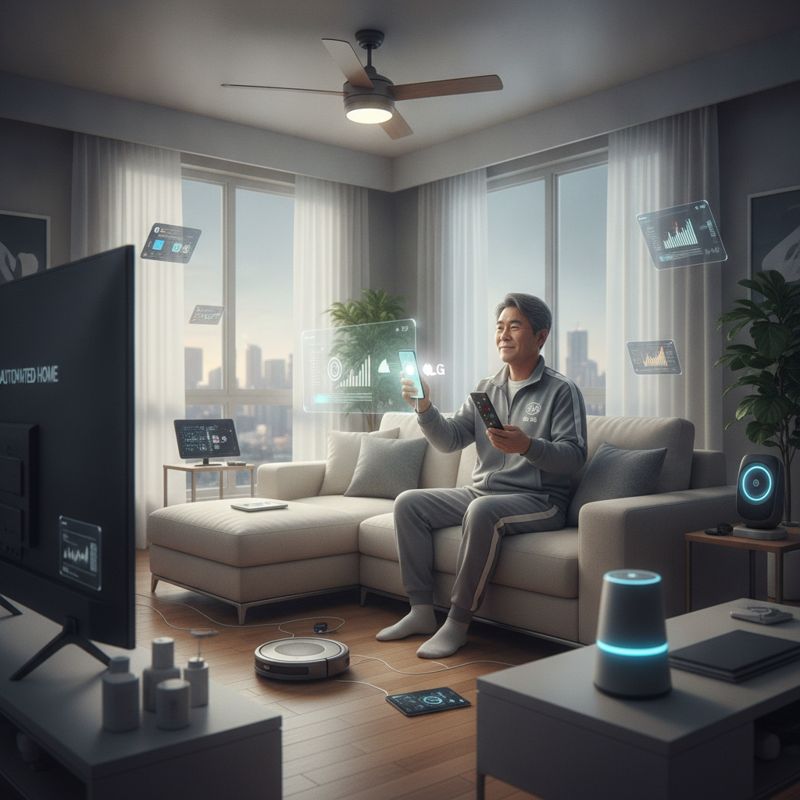 수많은 IoT 기기들에게 지켜보이는 한국 아저씨와 그의 아이폰